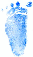 Blauer Fußabdruck